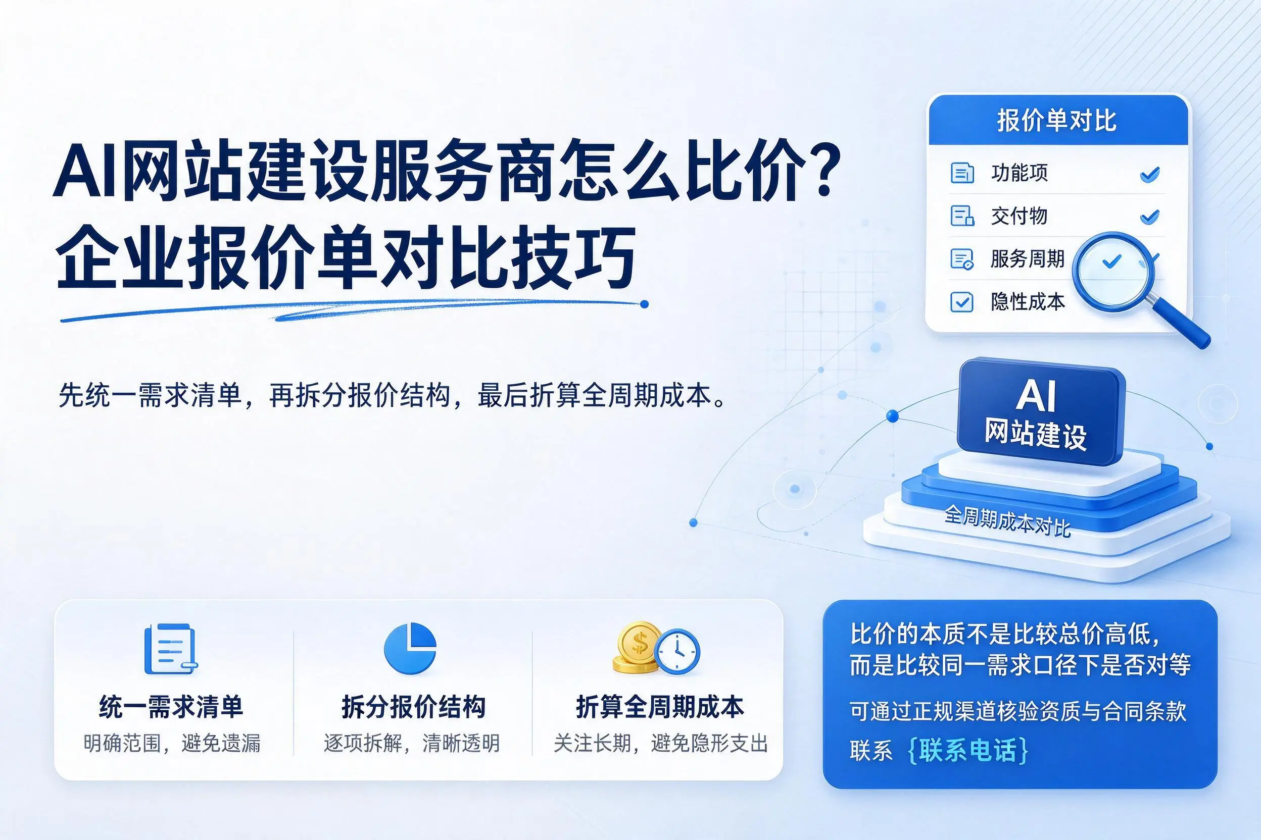 AI网站建设服务商怎么比价？安庆企业报价单对比技巧