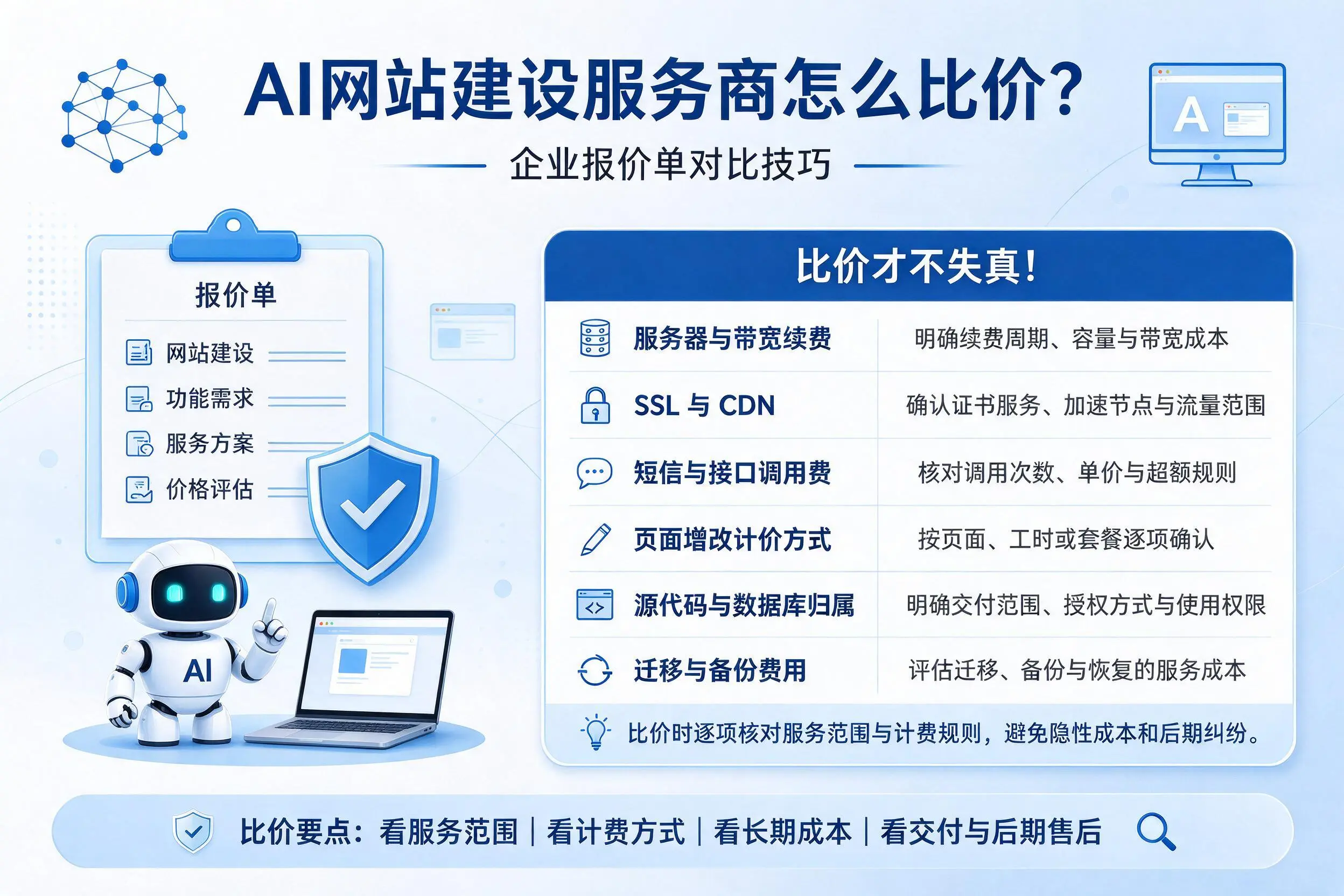 AI网站建设服务商怎么比价？安庆企业报价单对比技巧