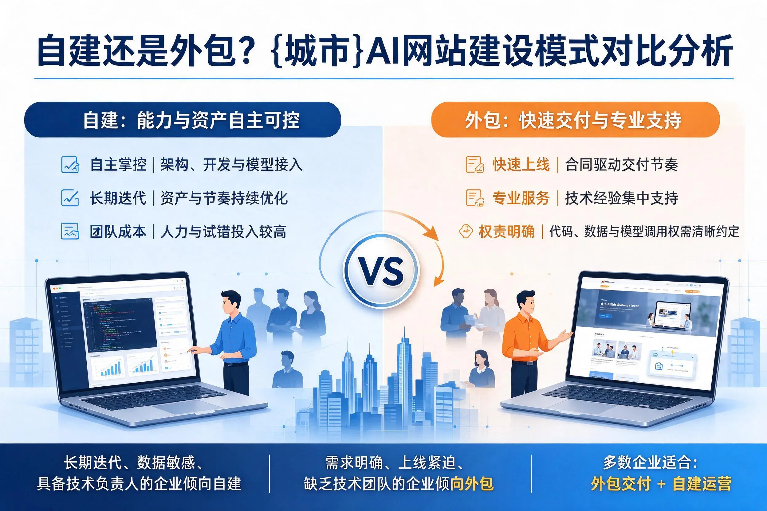 自建还是外包?安庆AI网站建设模式对比分析